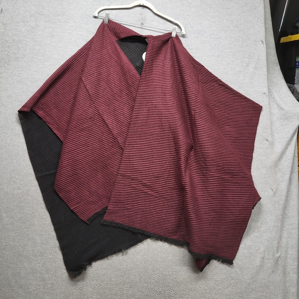 World Market Tunic ONE SIZE Burgundy Striped Fringe Poncho NWT